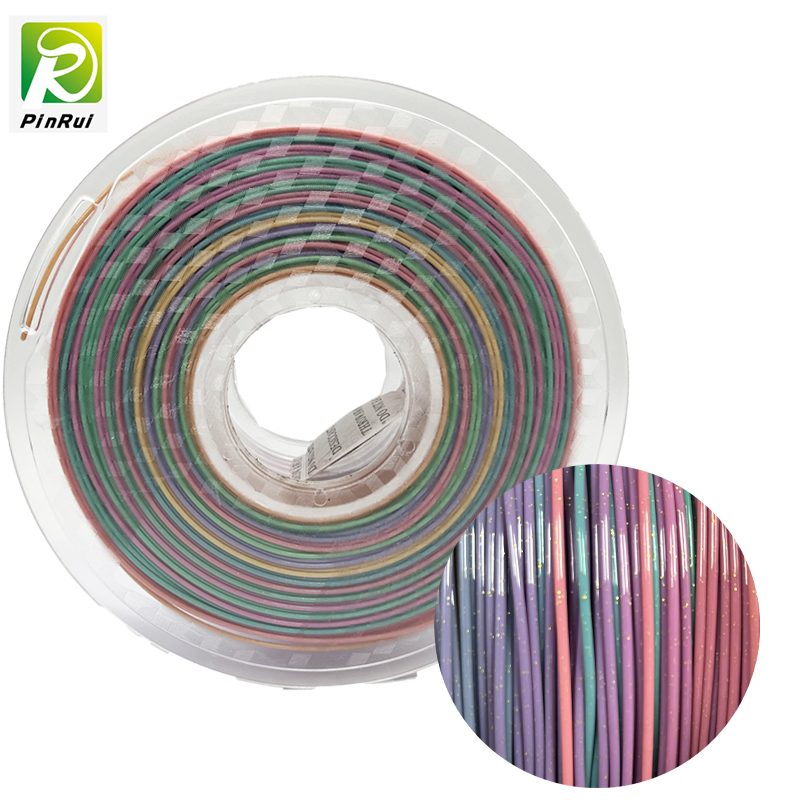 Pinrui G Litter PLA 1.75 มม. เครื่องพิมพ์ 3D เส้นใยประกายไฟระยิบระยับสีรุ้ง